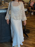 Sexy Solid Glitter Sequined Loose Short Tops Women See Through O Neck Long Sleeve Hollow Out Blouses 2026 Lady Beach Club Outfit