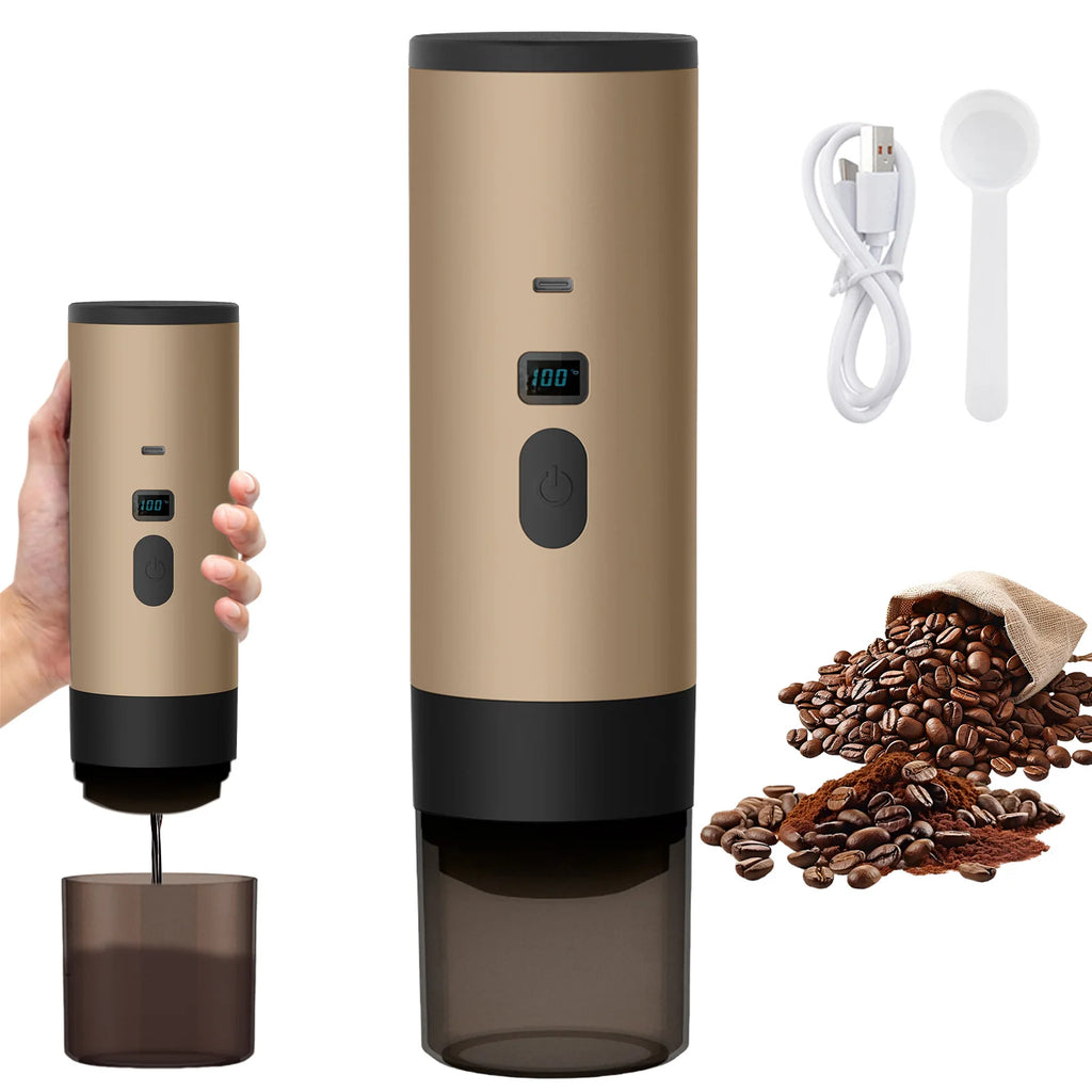 Cafetière à Capsules Électrique Portable Machine à Expresso sans Fil Pompe Chauffante Cafetière de Voyage et de Voiture 3 en 1