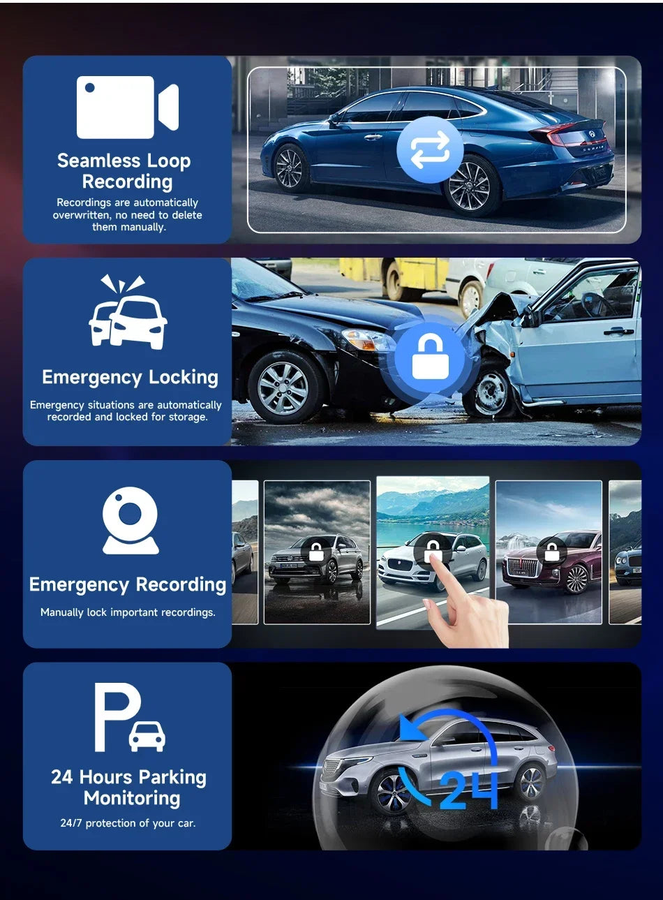 Srnubi 11.26" Dash Cam Rearview Carplay Android Auto 4K DVR Navigation Player Dual Lens Recorder Dashboard WIFI BT AUX GPS FM