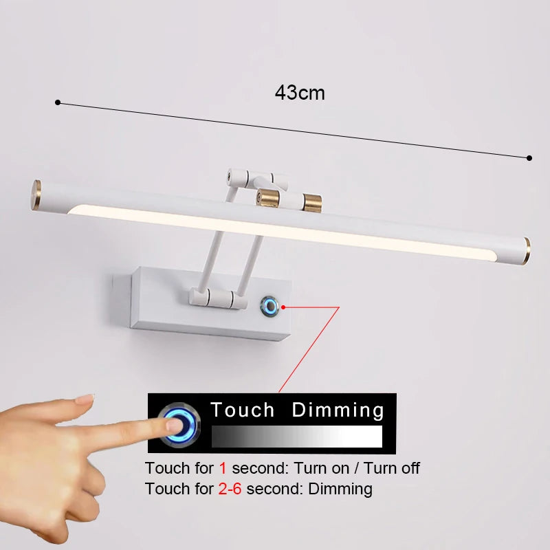 Mirror Light LED Wall Lamp Modern Bathroom Wall Light 43cm 58cm AC85 - 265V Indoor Lighting Bedroom Wall Sconces Light Fixtures