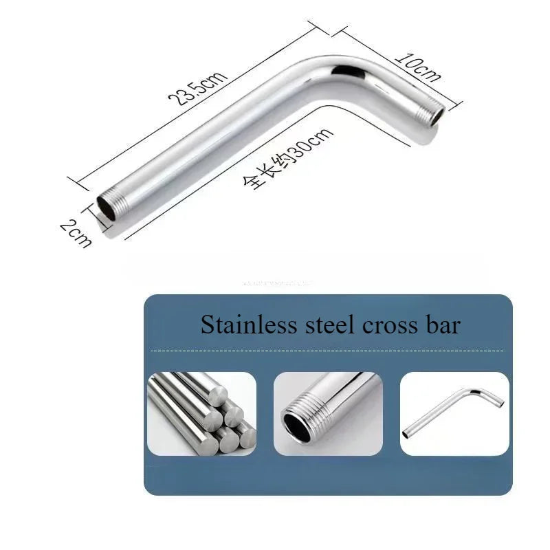 Stainless Steel Shower Head Extension Arm Wall-mounted Rain Extension Tube Shower Seat Basic Bathroom Accessories