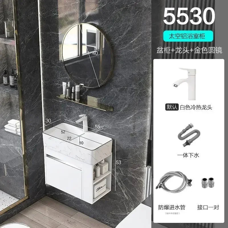 Compact Mini Bathroom Cabinet Minimalist Storage Ceramic Integrated Bathroom Vanity Cabinet Modern Archivadores Trendy Furniture