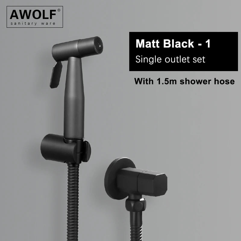 Handheld Toilet Bidet Sprayer Head Brushed Rose Gold Stainless Steel Bathroom Shattaf System Douche Kit AP2354