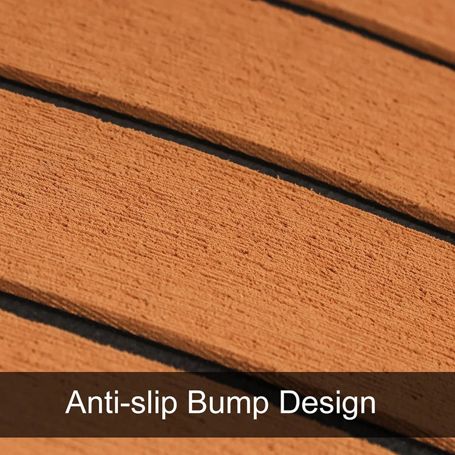 240*45cm Boat Flooring EVA Foam Decking Sheet Faux Teak Marine Mat Non-Slip Self-Adhesive Carpet for Motorboat RV Pontoon Jon