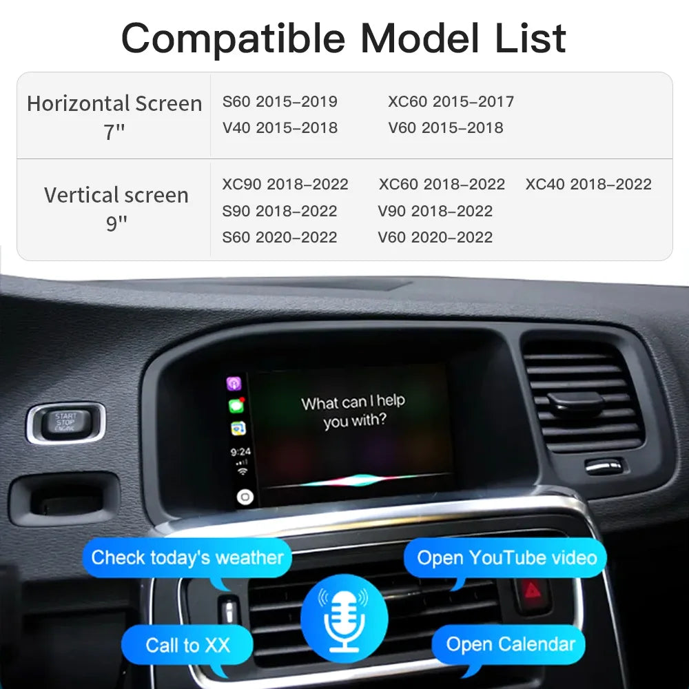 Wireless Carplay for Volvo XC60 S60 V40 V60  XC90 S90 Module Car Accessories Android Auto Airplay Mirror Link