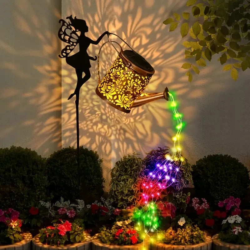 1PC Enchanted Solar Fairy Lamp Outdoor Whimsical Iron Kettle Design with Auto Dusk-to-Dawn Sensor IP65 Garden Light for Pathway