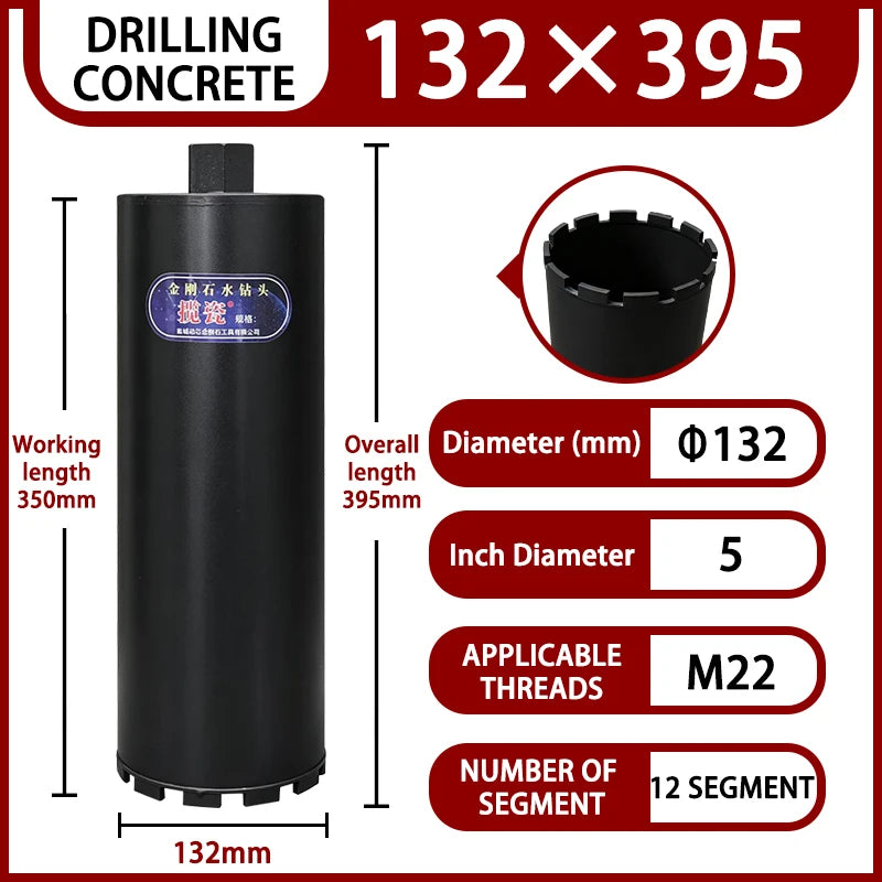 LAANCI laser weld Diamond Core Drill Bit for Reinforced Concrete – Diameter 25-254mm,400mm Total Length M22 Threaded Connection