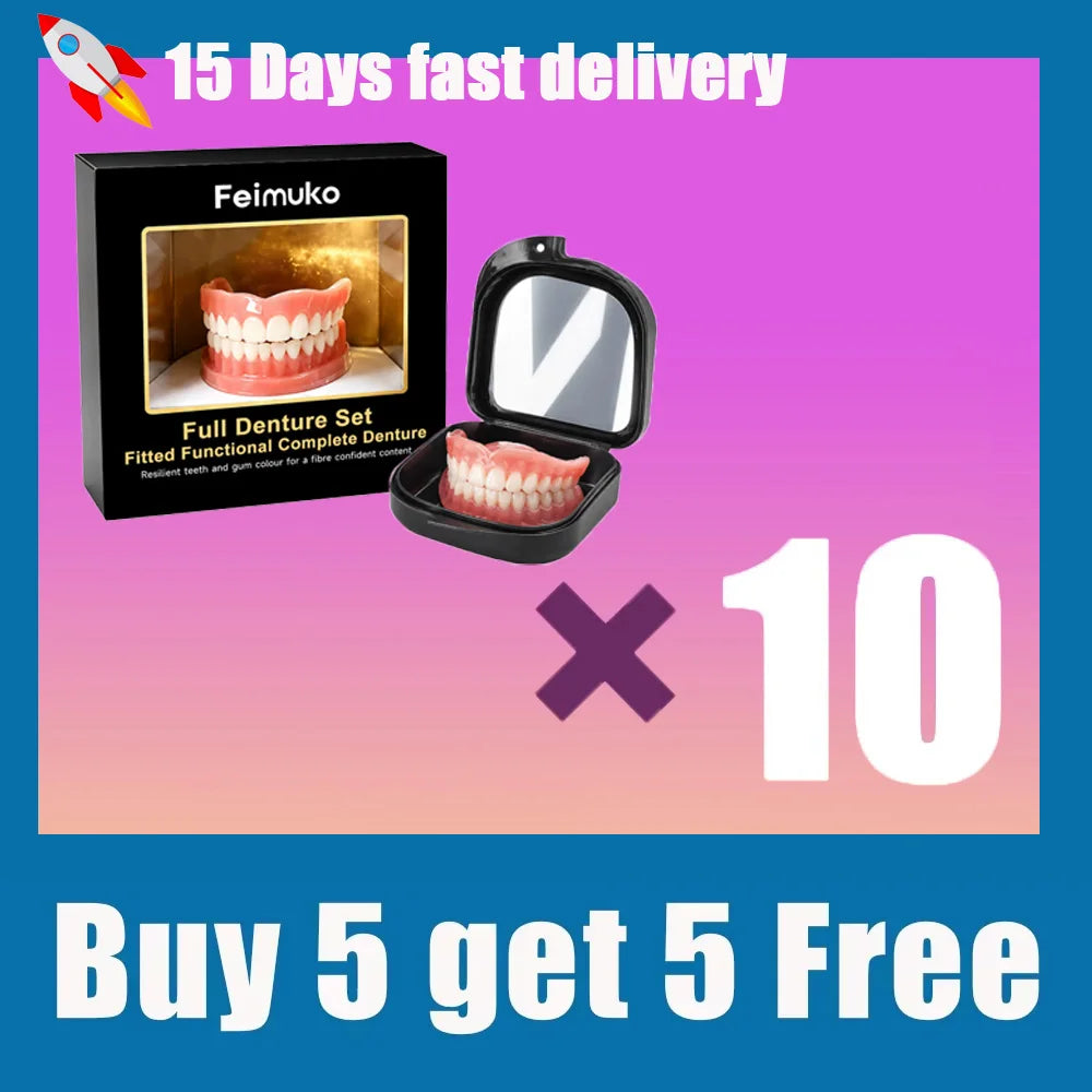 Premium Custom Upper & Lower Full Mouth Silicone Dentures, Lifelike Natural Teeth All-Day Comfort Boost Confidence & Oral Care