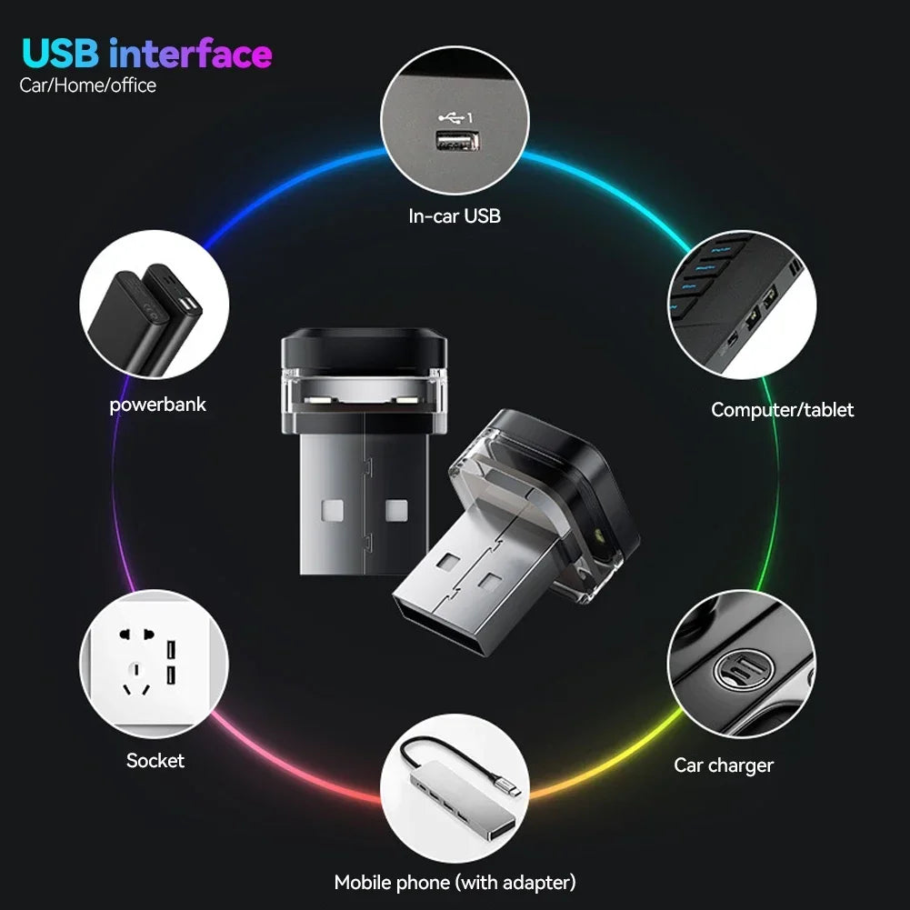 1/2PCS Mini USB Car LED Light Auto LED Interior Lighting DC 5V USB LED Atmosphere Light Laptop Keyboard Light Decoration Night