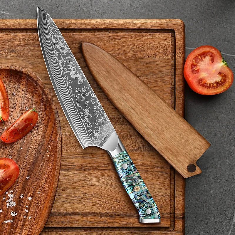 8-inch Professional Chef's Knife 67 Layer Damascus Steel VG10 Steel Core Super Sharp Meat Cleaver Abalone Shell Handle