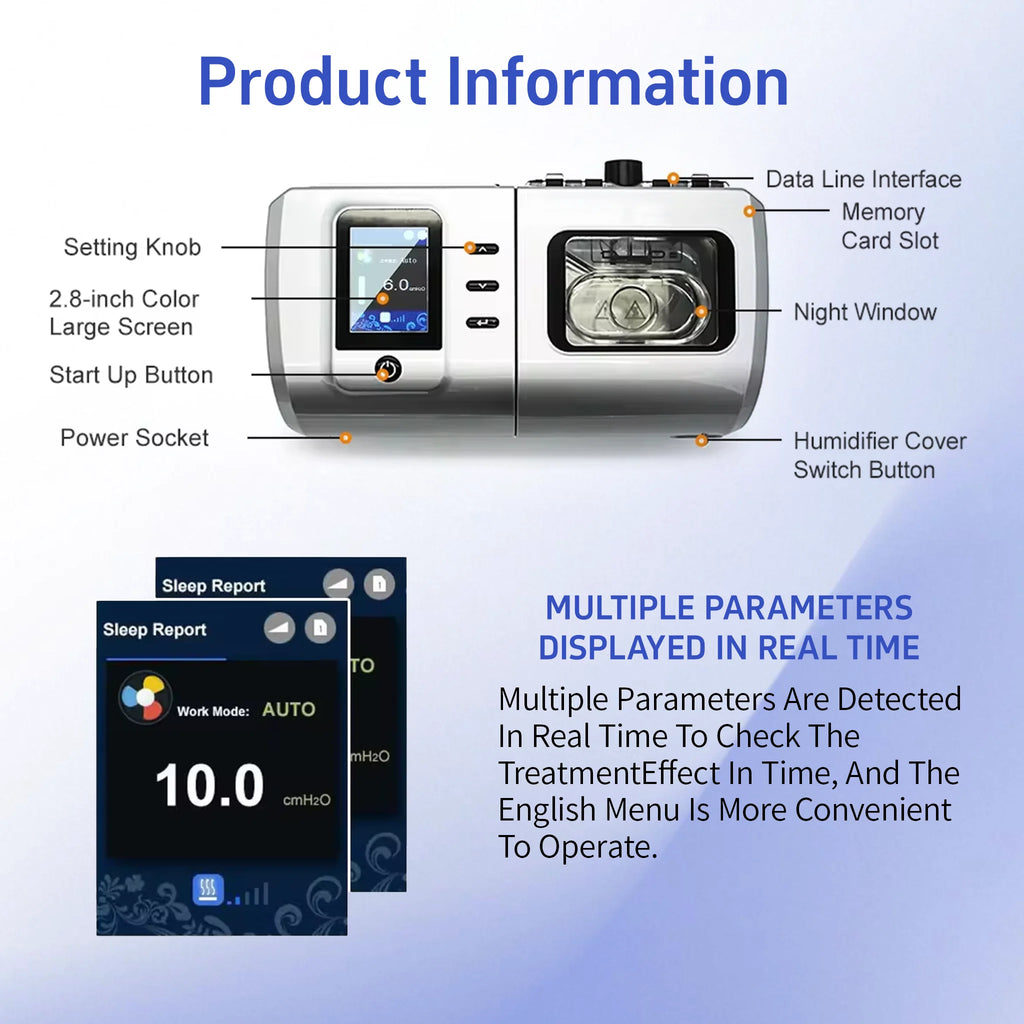 New AUTO CPAP Machine Portable Travel Sleep Apnea Respirator Home Use OSA Ventilator Anti-Snoring Solution for Snoring Treatment