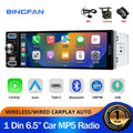 1din 6.5 "Universally Car Radio Car Multimedia Wireless Carplay/Android Auto/MirrorLink FM/AM  Headunit MP5 Player