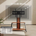 Heavy Duty Mobile TV Stand TV Cart 40-80 Inch, Portable TV Floor Stand with Wooden Shelves, Height Adjustable Holds up to 220lbs