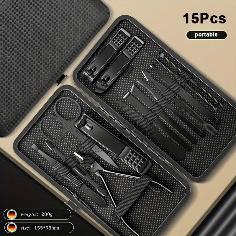 8/12/15/20/24Pcs Stainless Steel Manicure Pedicure Set Nail Clippers Ear Spoon Cutters Scissors Household Beauty Grooming Tools