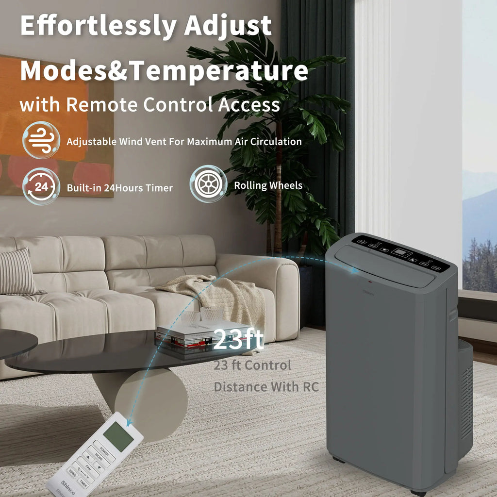 Shinco 14,000 BTU Portable Air Conditioner, Portable AC Unit with Built-in Cool, Dehumidifier & Fan Modes for Room up to 700 sq.ft, Room Air Conditioner with Remote Control, Installation Kit