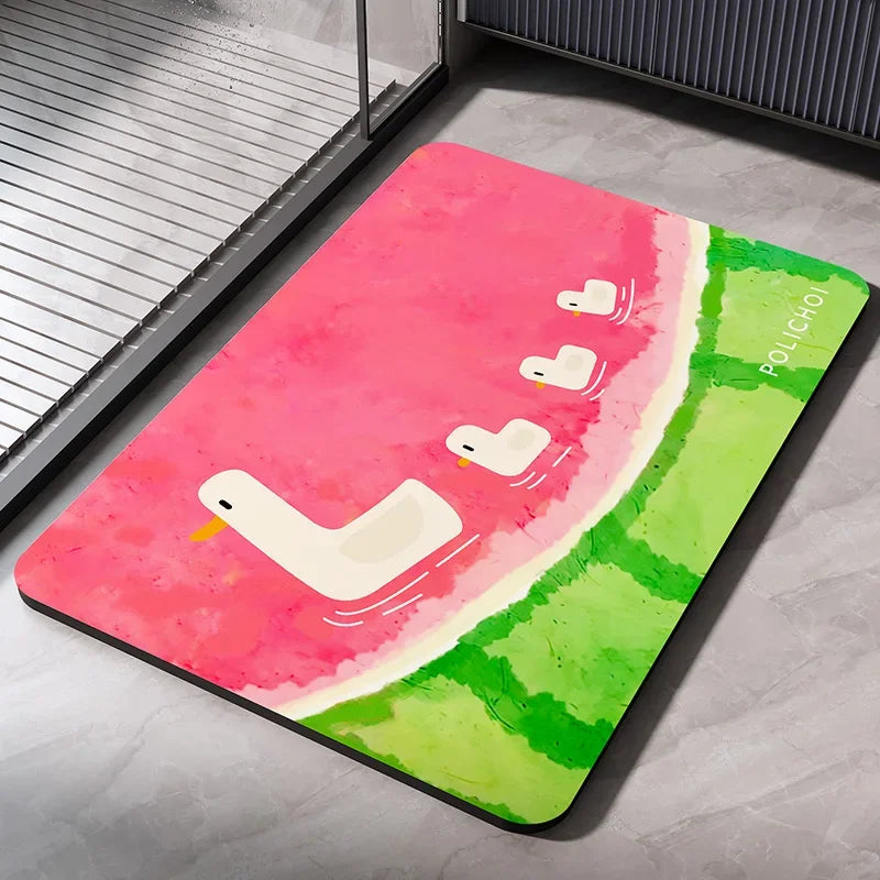 VIKAMA Premium Diatomaceous Earth Bathroom Mat Absorbent Quick-Dry Foot Mat Bathroom Shower Area Anti-Slip Rug Home Decor