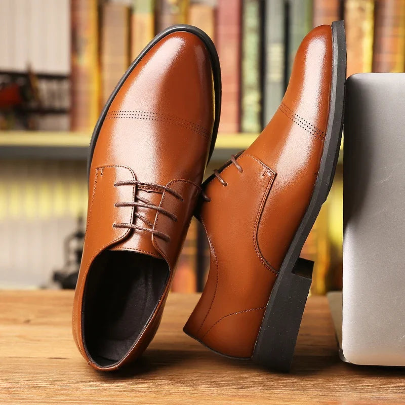 2025 Formal Height Increasing Shoes Man Taller Elevator 6CM Invisible Insole For Men Heighten Increased Oxfords Business Lift