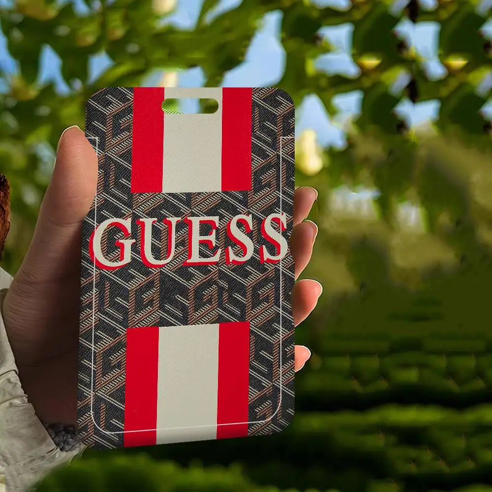 Étui pour cartes unisexe Fashion G-Guess-s, étui porte-cartes d'identité de travail pour femme avec lanière, étui porte-badges d'identité de travail d'affaires