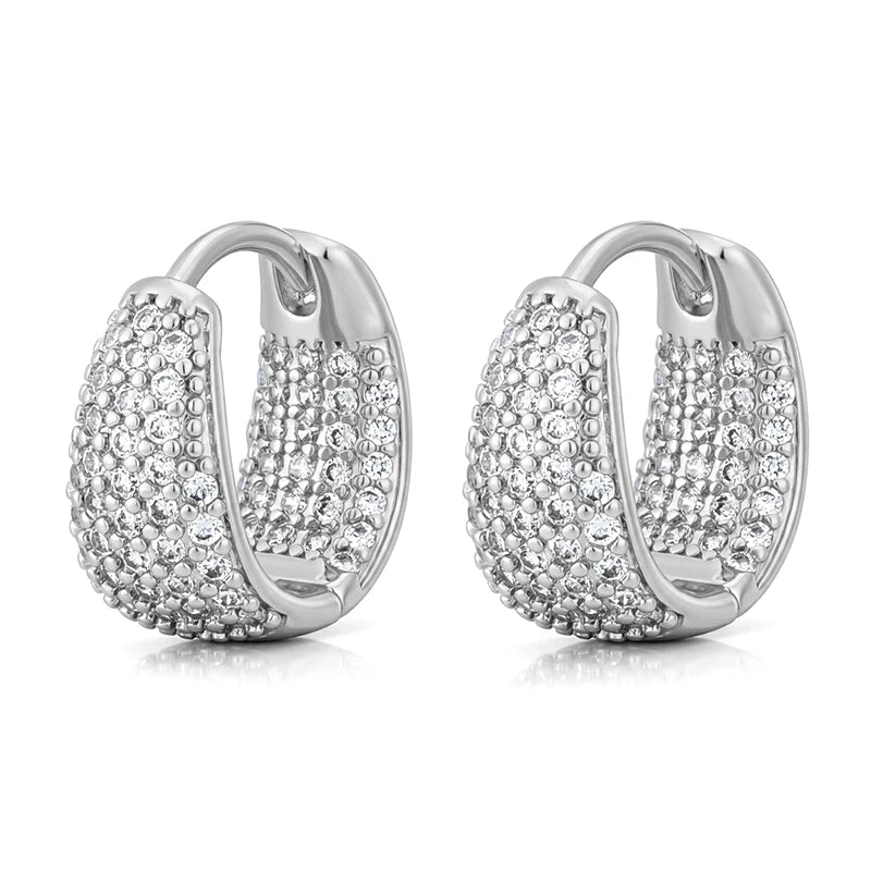 Fashion Zirconia U Shape Huggie Hoop Earrings For Women Geometric Ear Buckle Bridal Wedding Engagement Earrings Daily Jewelry