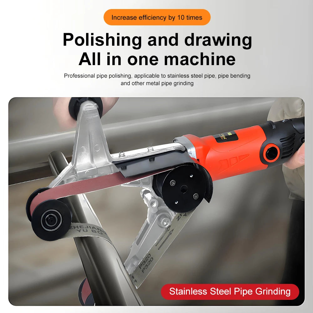 220V Stainless Steel Pipe Belt Sander Polishing Machine Pipe Grinding and Polishing Machine Metal Processing Brushing Equipment