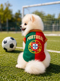 Dog Sports Jersey Portugal Pet Shirt Breathable Mesh Puppy T Shirt Summer Vest Football Style Clothes For Small Medium Pets