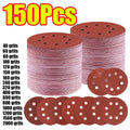 1-150Pcs 5 Inch 8Holes Sandpaper 125mm Round Hole Hook Loop Sanding Discs 40-2000 Grit for Random Orbital Sander Polishing Tool