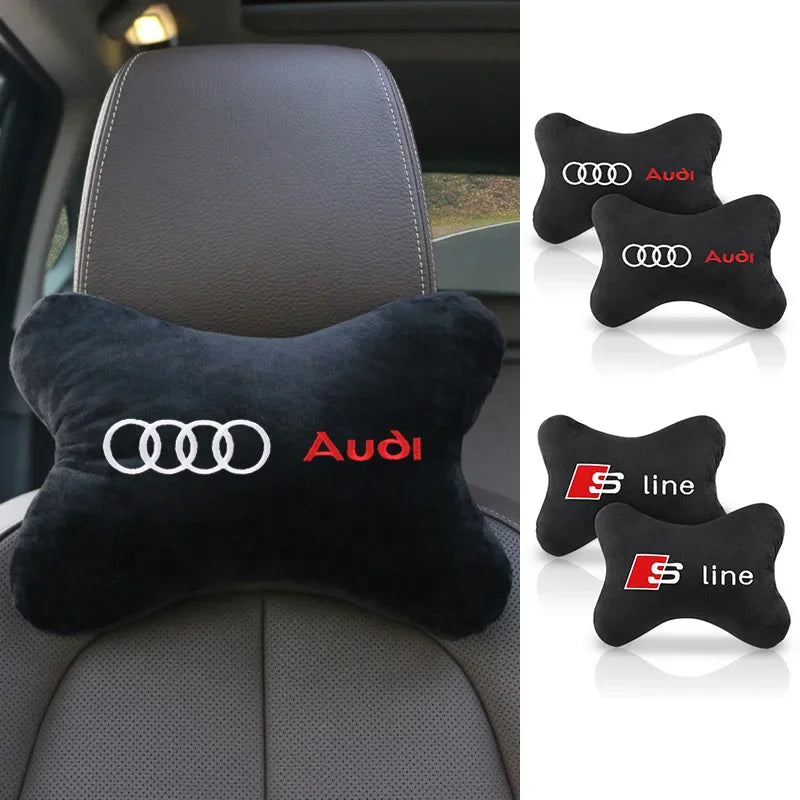 Car Neck Pillow Headrest Pad for Audi sline A4  B7 B8 B9 A3 8P 8V 8L A5 A6 C6 C5 C7 4F A1 A7 A8 Q2 Q3 Q5 Q7 RS3 RS4 RS5 RS6 TT