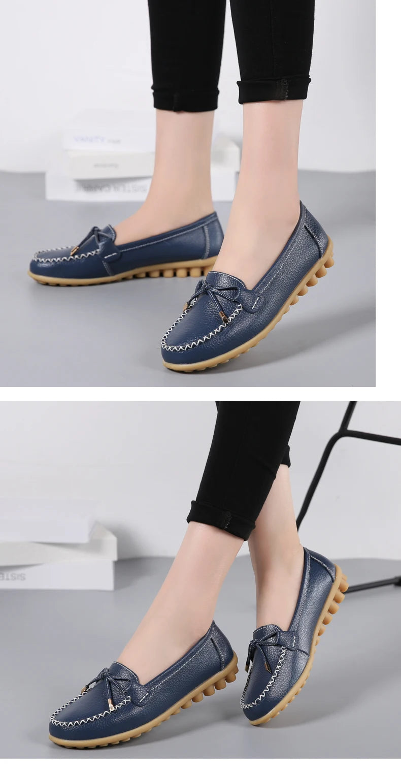 2025 New Woman Flats Shoes Ballet Flat Sneakers Genuine Leather Spring Soft Moccasins Ladies Boat Ballerina Espadrilles Creepers