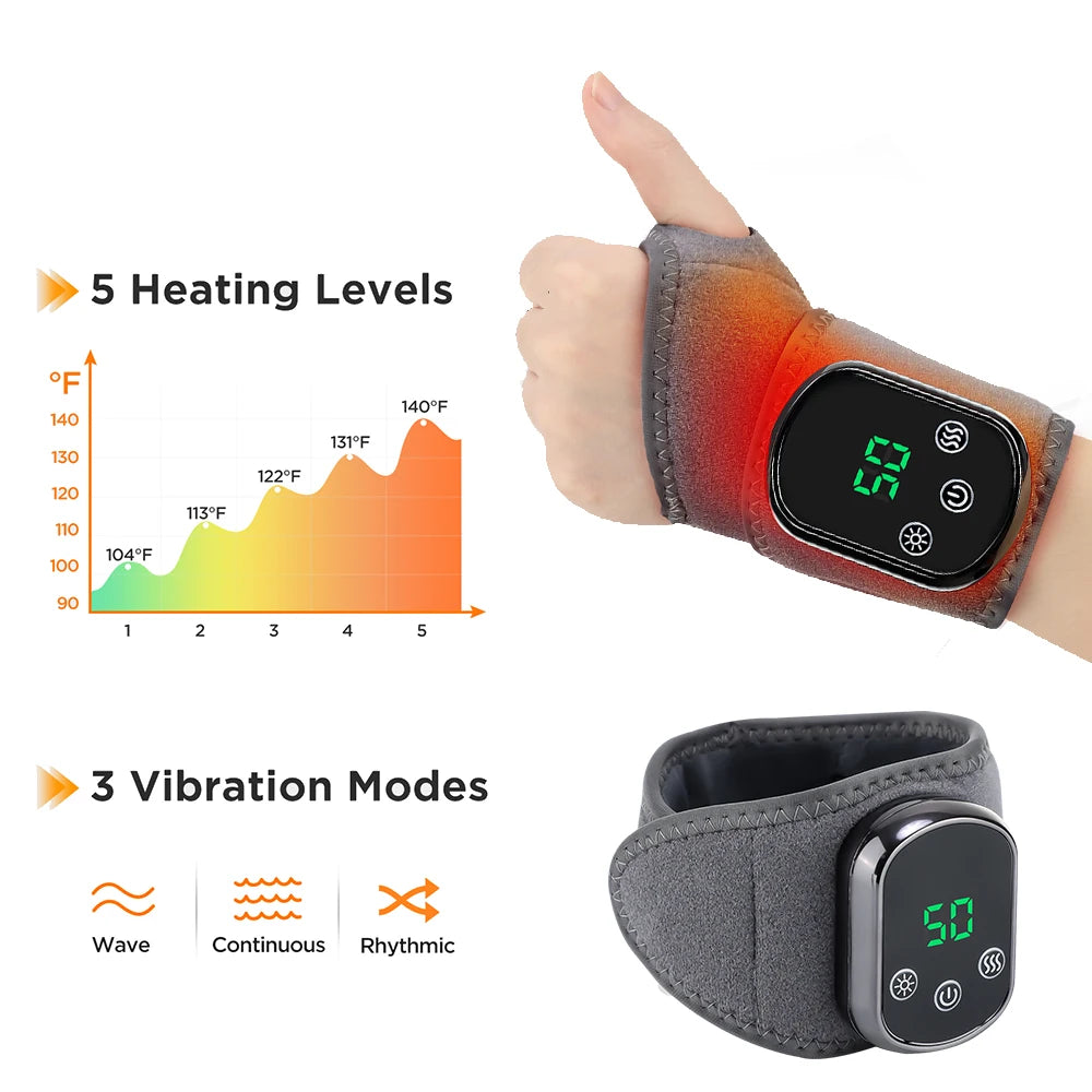 Heated Wrist & Foot Massager for Home Comfort Cordless Hand Wrist Wrap with 5 Heat & 3 Vibration Modes Ankle Massager Belt