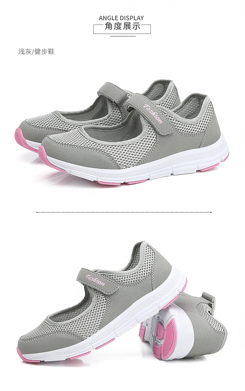 Women's Breathable Walking Shoes Ladies Fashion Mary Jane Sneakers Adjustable Working Nurse Shoes Lightweight Flats Roll