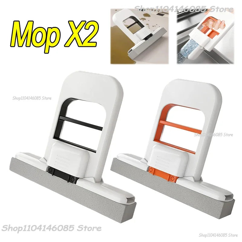 Portable Foldable Wet Dry Mop Quick Cleaning Bathroom Kitchen Mini Sponge Mop Hand-free Wash Mops Mini Portable  Floor Mop
