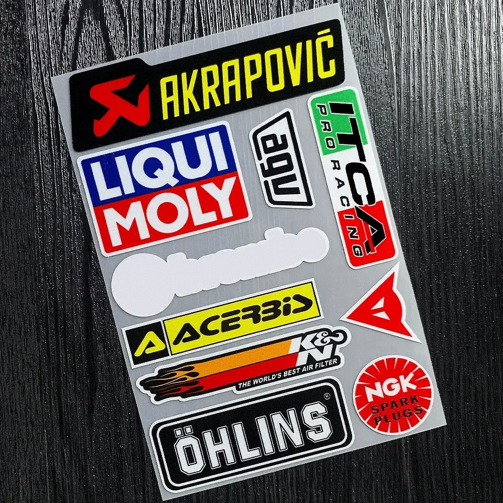 Racing Sponsor Style Decals Kit, Waterproof Reflective Vinyl Stickers for Auto Motorcycle Scooter Helmet Bike DIY Decoration