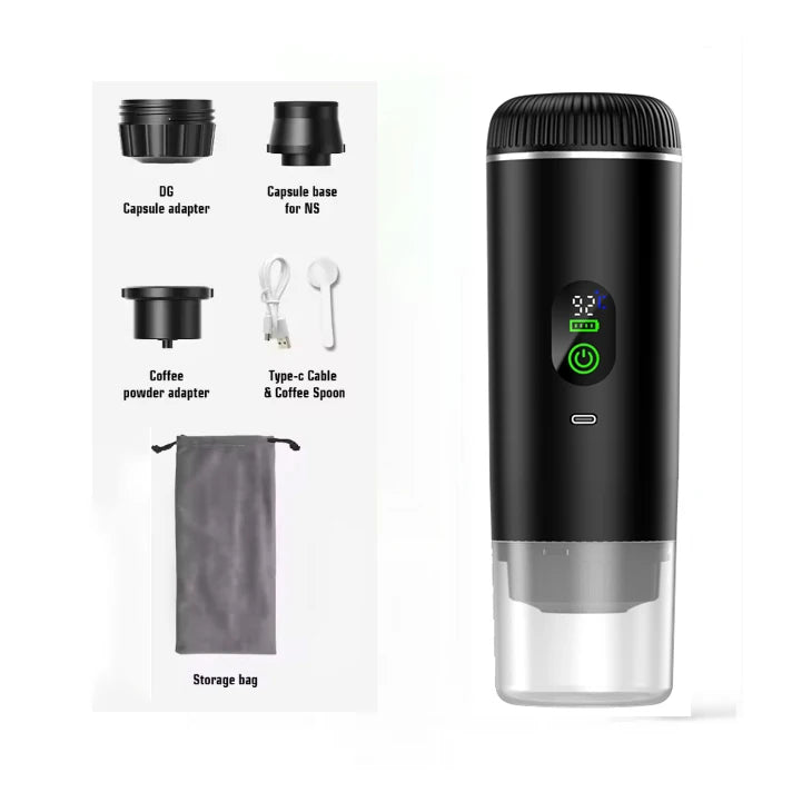 Machine à Café Portable, Machine à Expresso 3-en-1 pour Voyage, 20 bars Mini Cafetière Compatible avec le Café Moulu et les Capsules