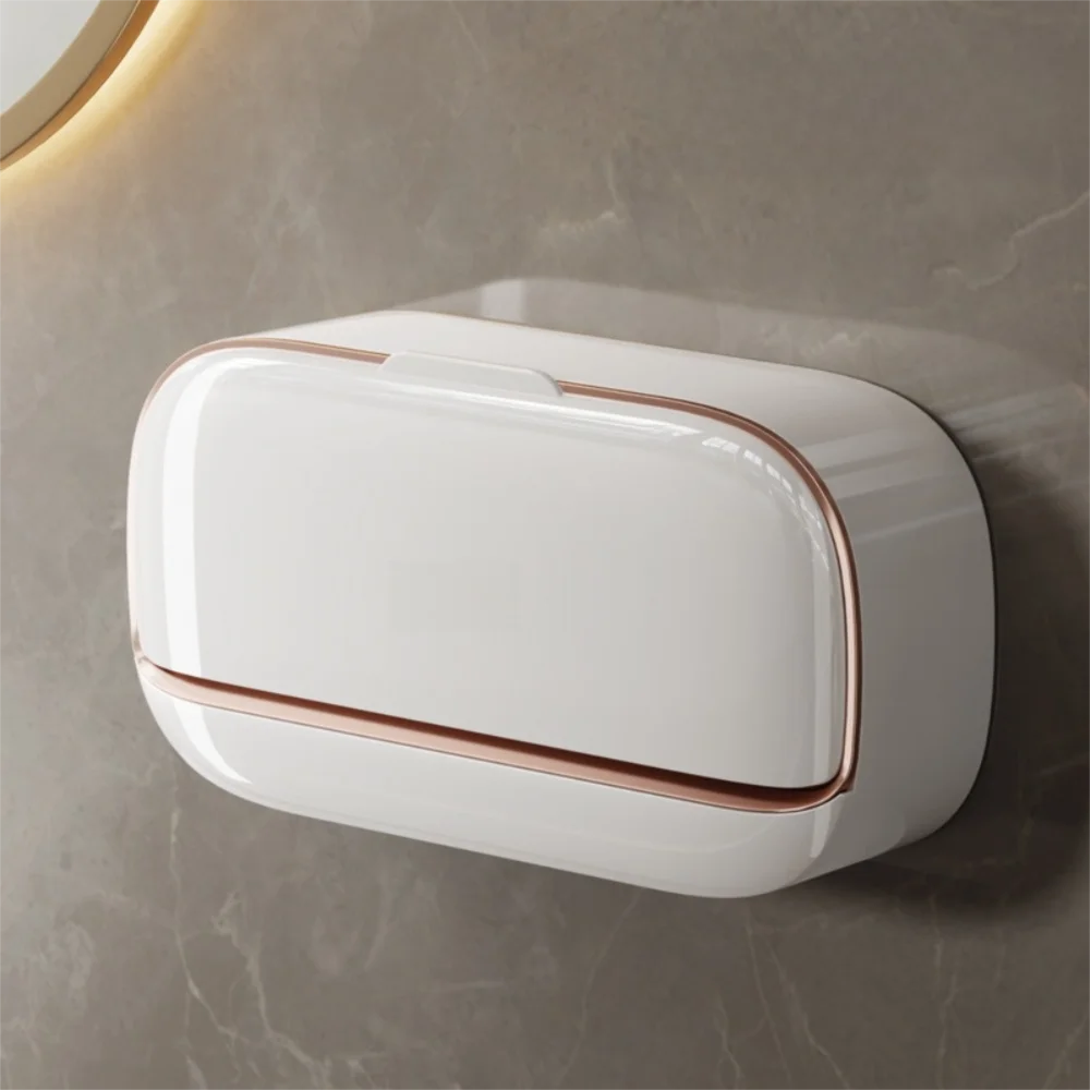 Wall Mounted Soap Dish With Drainage Box Waterproof Punch-Free Bathroom Drain Soap Box Soap Storage Case Bathroom Accessories