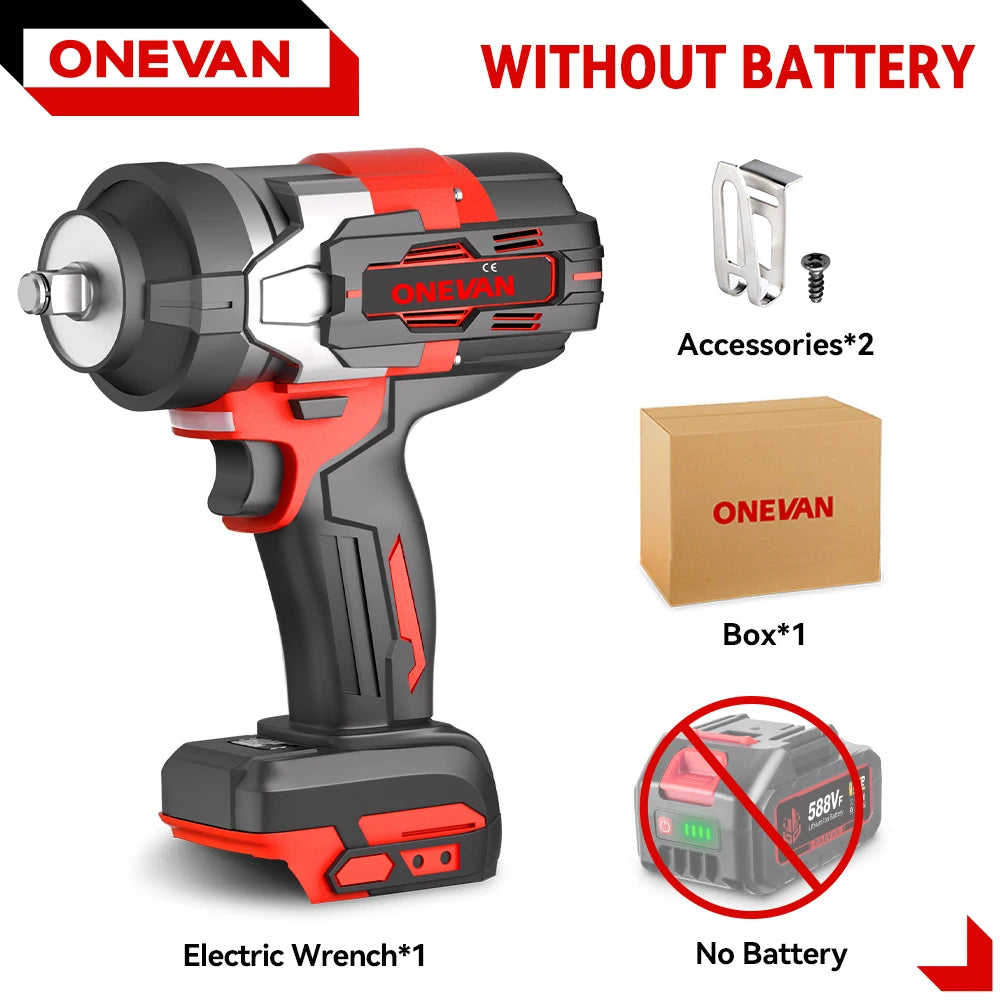Clé à chocs électrique sans balais ONEVAN 8000 tr/min 2800 N.m, tournevis perceuse sans fil pour réparation automobile, outil électrique pour batterie Makita Pin