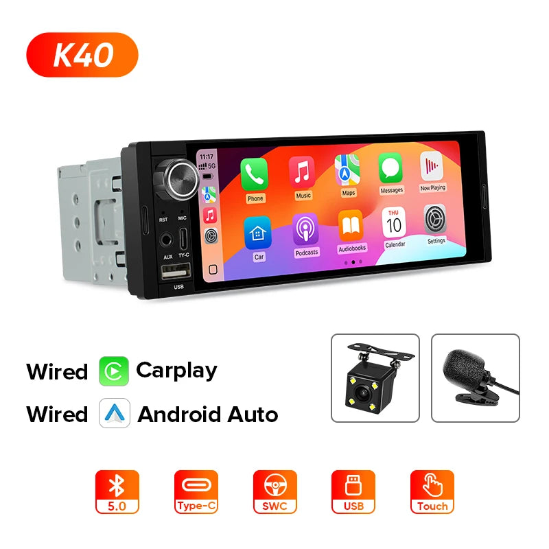 AINAVI K40 K50 Universal Car Radio 1 Din Carplay Wireless Android Auto Car Multimedia MP5 HD IPS Touch Screen USB TYPE-C BT 5.0