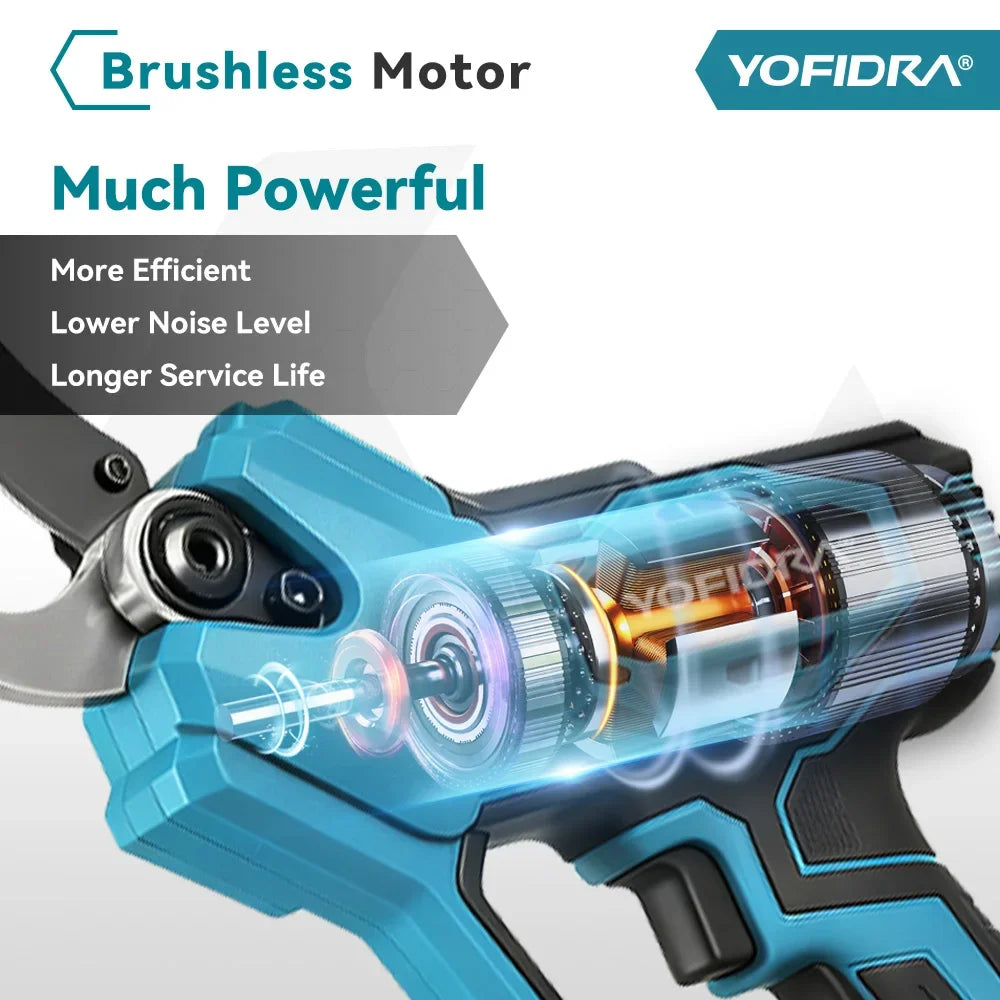 YOFIDRA 60mm AI Gears Control Brushless Electric Pruner Cordless Tree Bonsai Pruning Electric Scissors For Makita 21V Battery