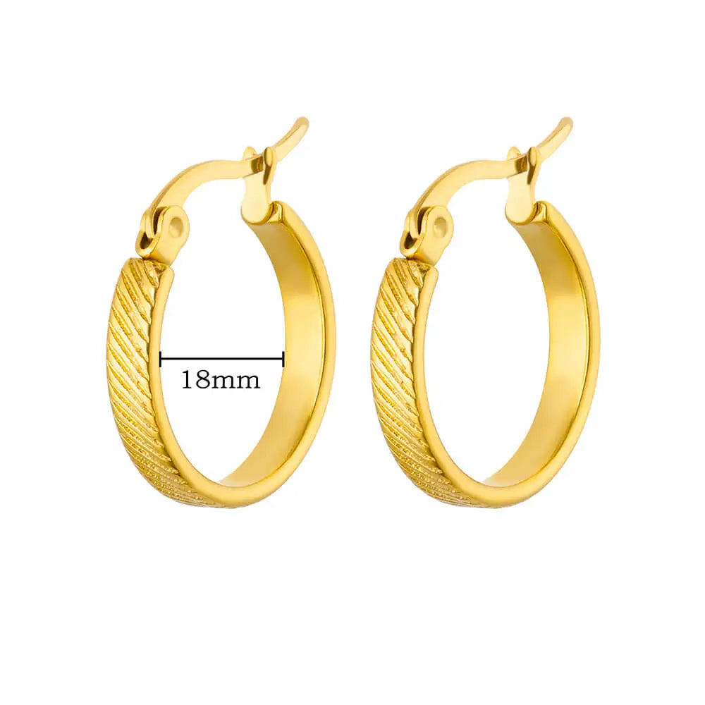 Vintage Chunky Round Earrings For Women Gold Color Stainless Steel Twisted Hoop Earring Statement Wedding Christmas Jewelry Gift