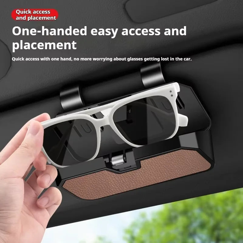 Premium Goatskin Texture Eyeglass Case for Opel Double Layer Storage Box for Glasses Cards Portable Multifunctional Organize