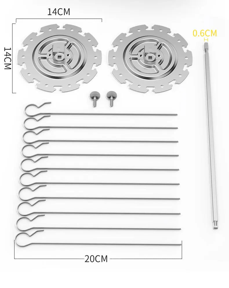360° Automatically Rotate BBQ Rolling Barbecue Cage Stainless Steel Smoked Round Grill Basket for Grilled Chicken Rotisserie