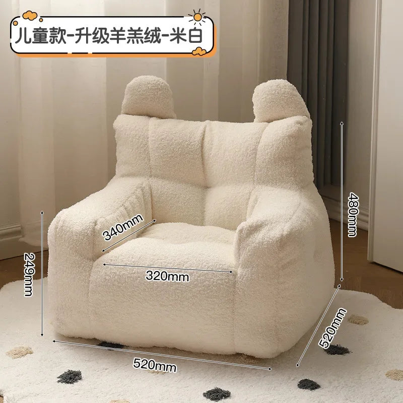 Eco-friendly Nordic Single Sofa Chair Soft Comfortable Backrest Cute Bean Bag Baby Small Sofas for Kids Living Room