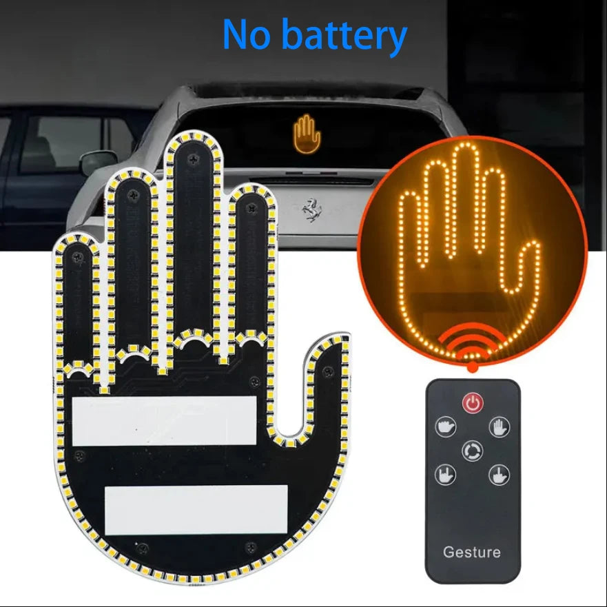 Car Finger Light With Remote Control Cool Funny Remote Control Led Lighting Road Rage Middle Finger Gesture Palm Light Accessory