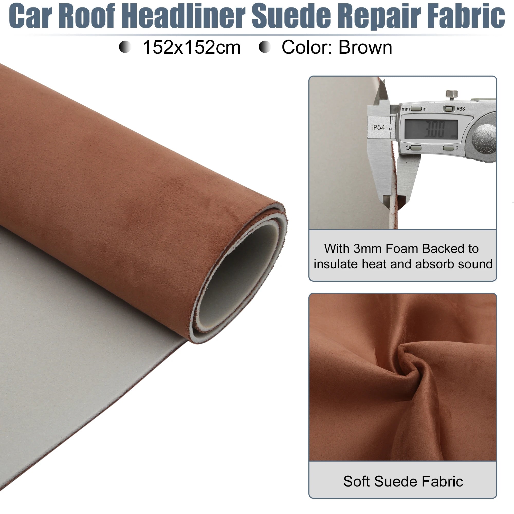 UXCELL Suede Headliner Fabric Foam Backed for Car Truck Interior Trim Protect Aging Broken Faded DIY Replacement 200x152cm