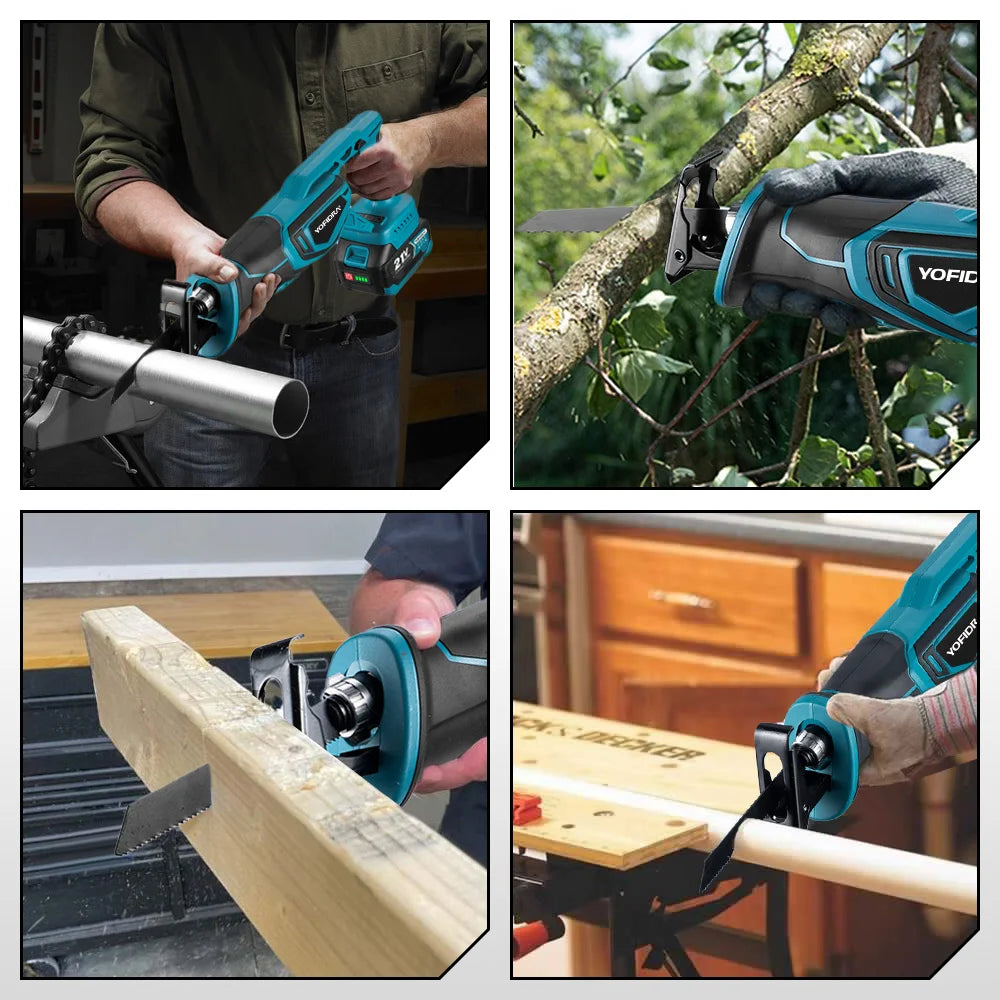 Yofidra Brushless Reciprocating Saw Handsaw Multifunction Electric Saw for Metal Wood Pipe Cutting For Makita 18-21V Battery Pin