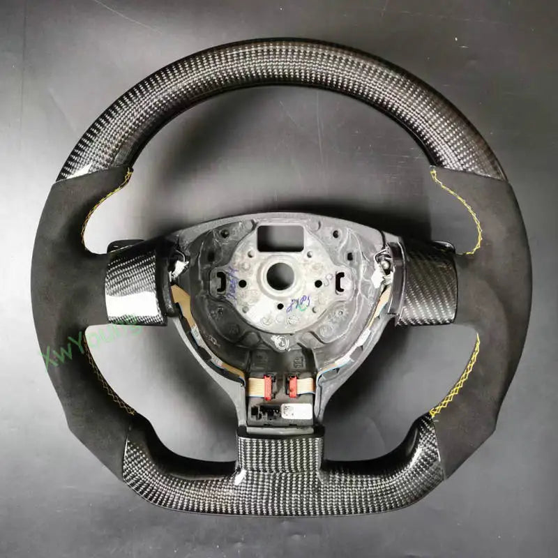 100% Real Carbon Fiber Steering Wheel With Leather For VW Volkswagen Golf 5 Mk5 GTI TSI Passat Maiteng Touran(No Paddles)