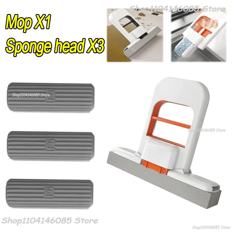 Portable Foldable Wet Dry Mop Quick Cleaning Bathroom Kitchen Mini Sponge Mop Hand-free Wash Mops Mini Portable  Floor Mop