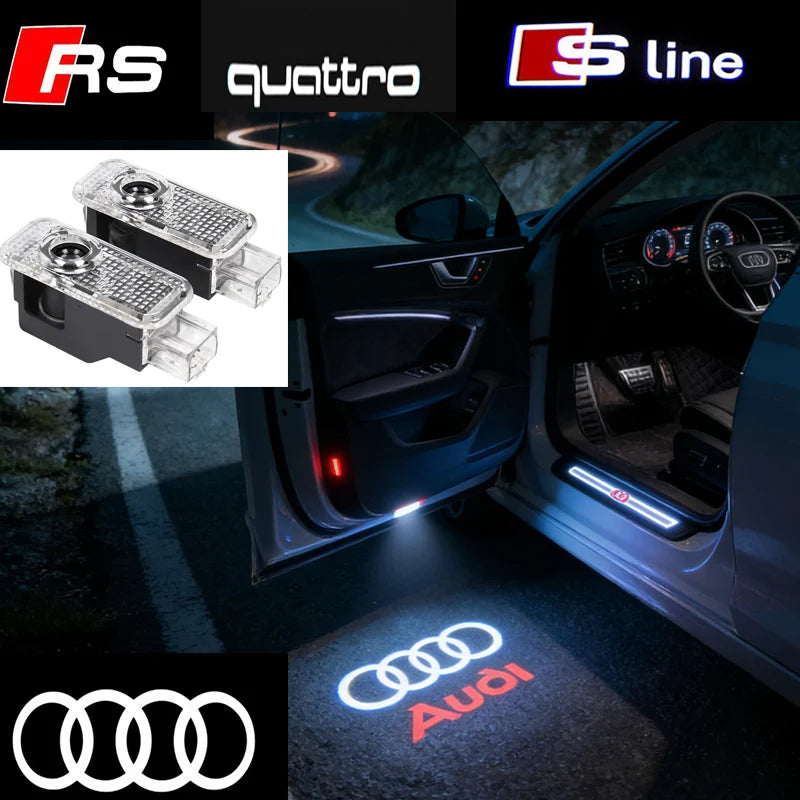 2pcs Car Door logo Welcome Light For QUTTRO Audi Sline A1 A3 A4 A5 A6 A7 Q3 Q5 Q7 TT B5 B6 B7 8P 8V 8P 8L S3 S4 Accessories