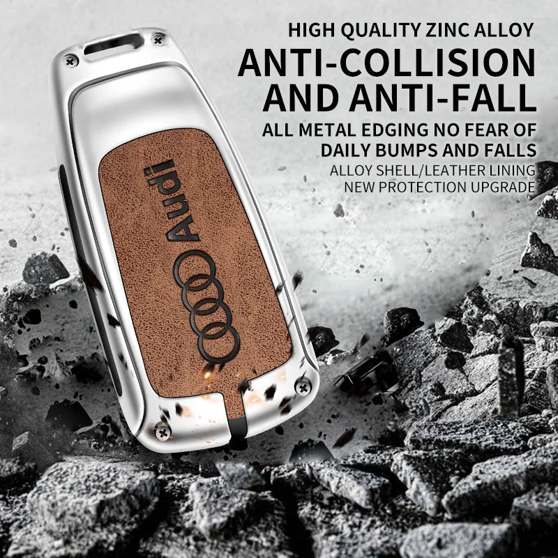 Zinc Alloy Style Car Key Case Cover Shell Remote Control Protector Accessory For Audi A4 B9 A5 A6 8S 8W Q5 Q7 4M S4 S5 S7 TT RS