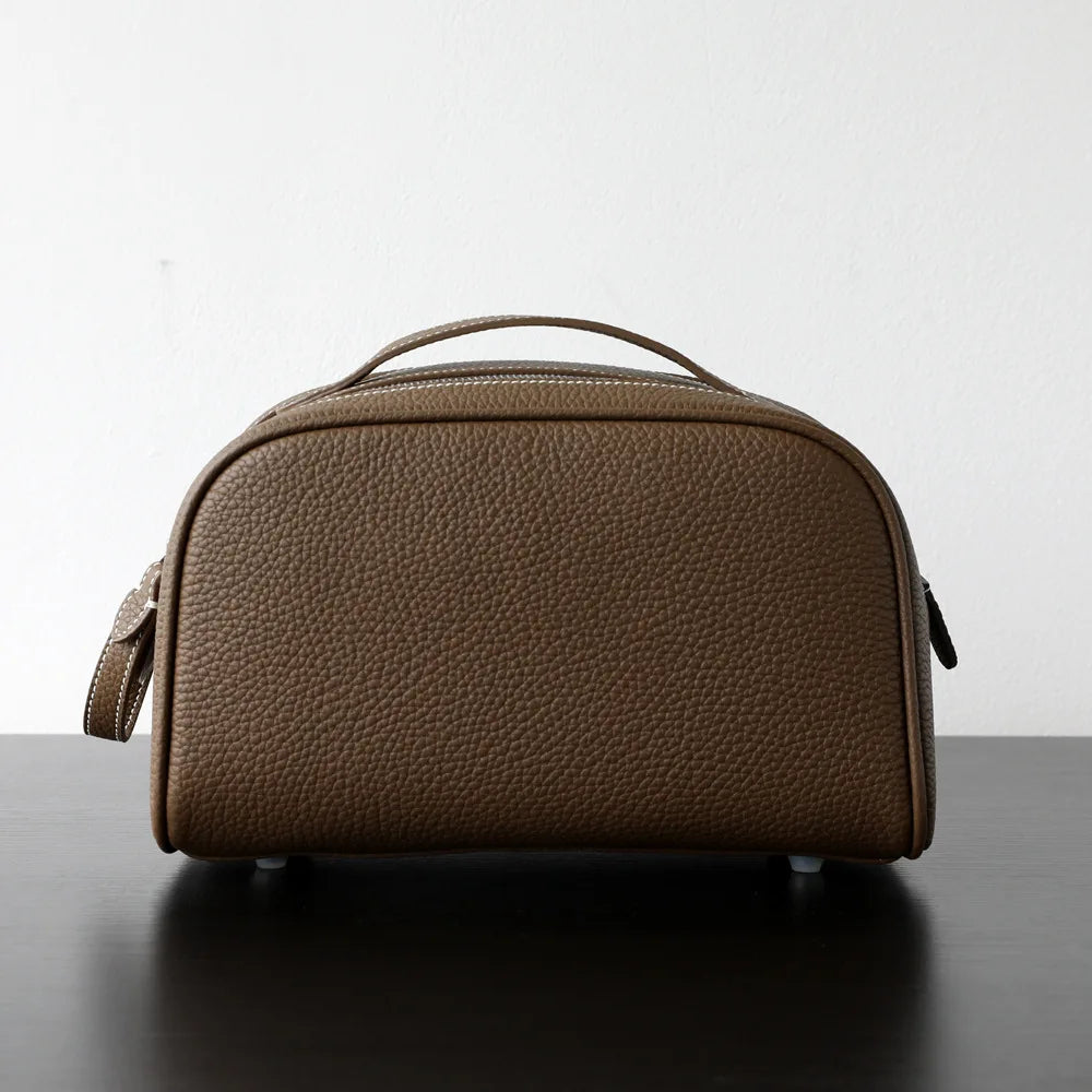 Top layer cowhide makeup bag 2025 new design genuine leather women's portable travel toiletries vintage ins fashion storage bag
