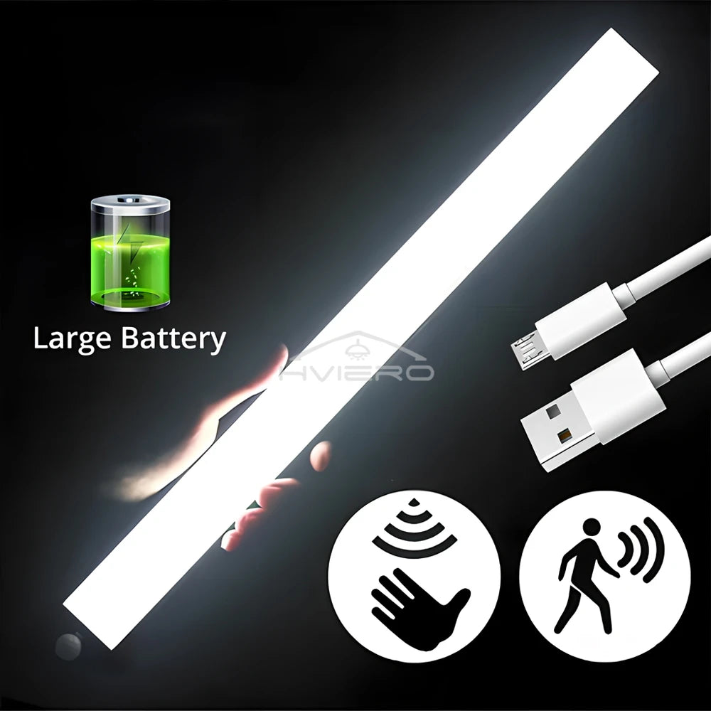 Veilleuses à détecteur de mouvement, Lampe LED sans fil Rechargeable USB Magnétique pour Armoire, Penderie, Cuisine, Couloir, Tube Détecteur, Ampoule